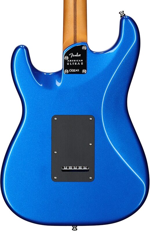 open zoom image for Fender American Ultra II Stratocaster Electric Guitar, Ebony Fingerboard (with Case), Noble Blue, Body Straight Back
