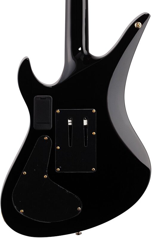 open zoom image for Schecter Synyster Gates Custom S Electric Guitar, Black with Gold Stripes, Body Straight Back