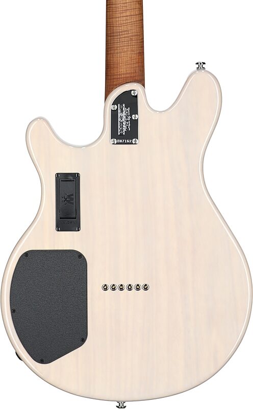 open zoom image for Ernie Ball Music Man Valentine Electric Guitar, Buttermilk, Roasted Figured Maple Fretboard, Body Straight Back