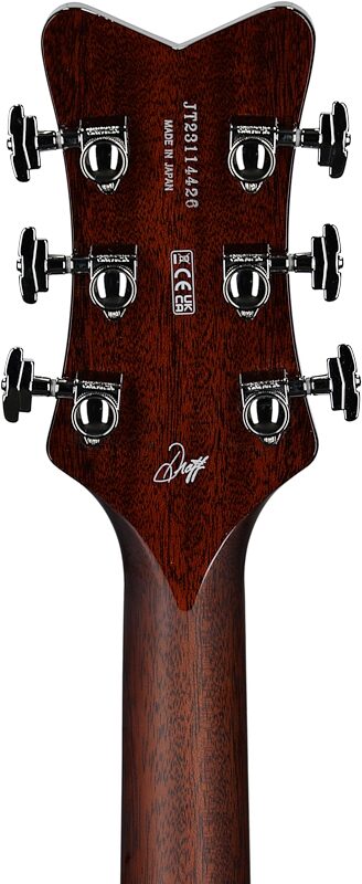 open zoom image for Gretsch G6134TFM-NH Nigel Hendroff Signature Penguin Electric Guitar (with Case), Penguin Amber, Serial Number JT23114426, Headstock Straight Back
