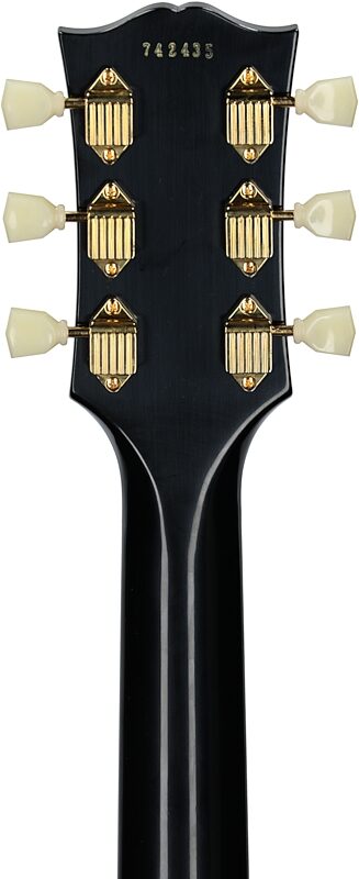 open zoom image for Gibson Custom '57 Les Paul Custom Black Beauty Electric Guitar (with Case), Ebony, with Bigsby, Serial Number 742435, Headstock Straight Back