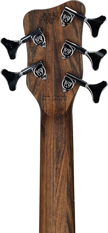 open zoom image for Warwick GPS Corvette Standard 5 Electric Bass, 5-String (with Gig Bag), Bubinga, Serial Number GPSA00962022, Headstock Straight Back