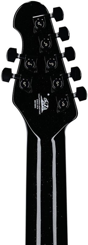 open zoom image for Ernie Ball Music Man Majesty 7 Electric Guitar, 7-String (with Mono Gig Bag), Black Frosting, Serial Number M019945, Headstock Straight Back
