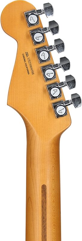 open zoom image for Fender American Ultra Luxe Vintage '50s Stratocaster Electric Guitar, with Maple Fingerboard (with Case), 3-Color Sunburst, Serial Number US25004588, Headstock Straight Back