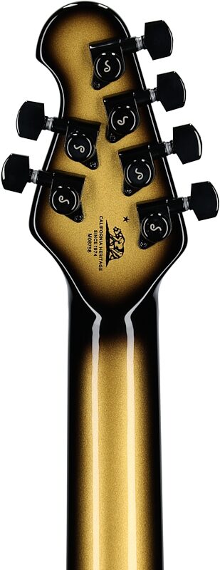 open zoom image for Ernie Ball Music Man Majesty 6 Electric Guitar (with Mono Gig Bag), Gold Eclipse, Serial Number M08758, Headstock Straight Back
