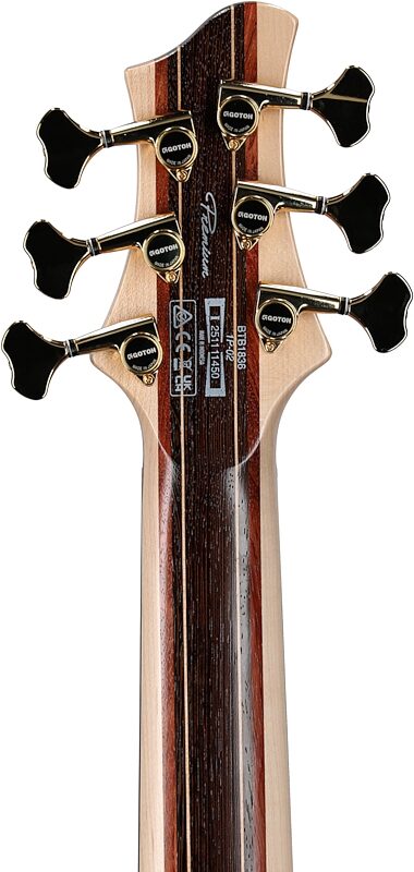 open zoom image for Ibanez BTB1836 Premium Electric Bass, 6-String (with Gig Bag), Natural Shadow, Serial Number I251111450, Headstock Straight Back