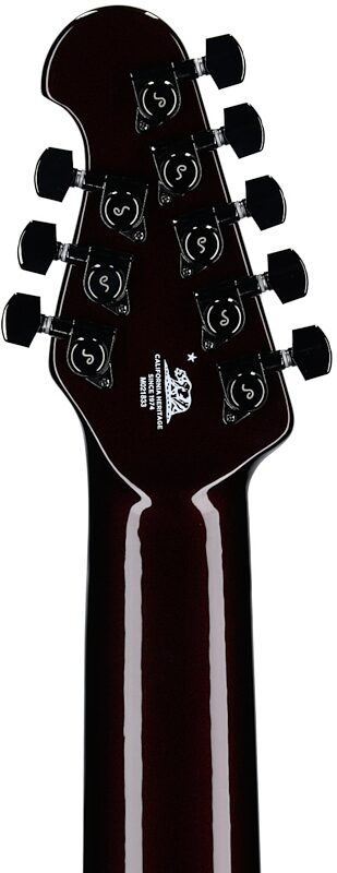 open zoom image for Ernie Ball Music Man Majesty 8 Premium Select Electric Guitar, 8-String, Carnelian Red, Black Hardware, Serial Number M021833, Headstock Straight Back