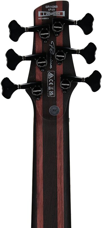 open zoom image for Ibanez SR1426 Premium Bass, 6-String (with Gig Bag), Caribbean Green, Serial Number 250200398, Headstock Straight Back
