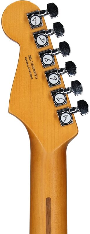open zoom image for Fender American Ultra Luxe Vintage '60s Stratocaster HSS Electric Guitar, Rosewood Fingerboard, Seafoam Green, Serial Number US26000831, Headstock Straight Back