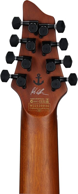open zoom image for Schecter Rob Scallon C-8 Multi-Scale Electric Guitar, Left Handed, Satin Dark Roast, Headstock Straight Back