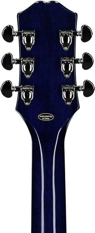 open zoom image for Epiphone Inspired by Gibson Les Paul Standard '60s Electric Guitar (with Gig Bag), Blueberry Burst, Headstock Straight Back