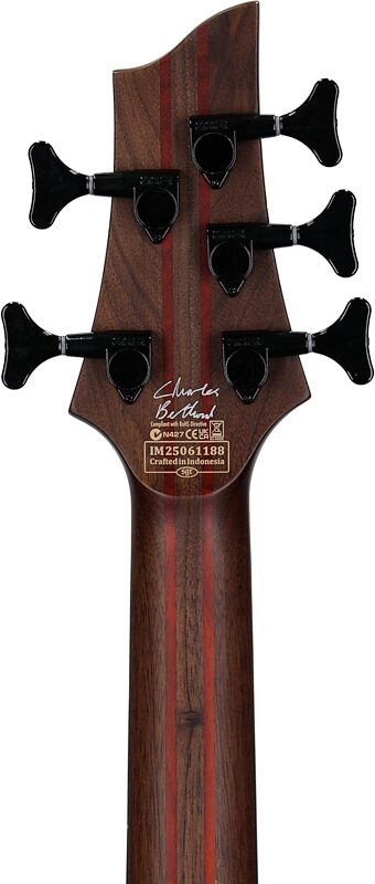 open zoom image for Schecter Charles Berthoud CB-5 Electric Bass, 5-String (Left-Handed), See-Thru Black, Headstock Straight Back