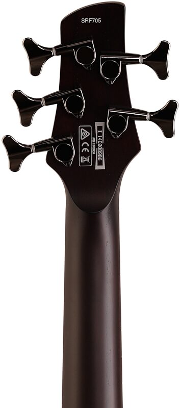 open zoom image for Ibanez SRF705 Portamento Fretless Electric Bass, 5-String, Brown Sunburst, Headstock Straight Back