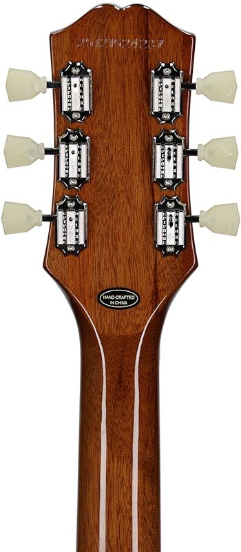 open zoom image for Epiphone Inspired by Gibson Les Paul Standard Electric Guitar, Left-Handed (with Gig Bag), Gold Top, Open Box (Good), Headstock Straight Back