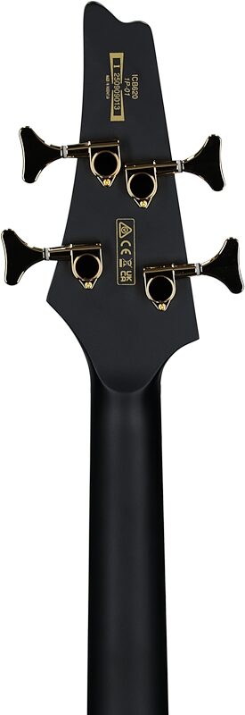 open zoom image for Ibanez ICB620 Iceman Electric Bass (with Gig Bag), Black Flat, Headstock Straight Back