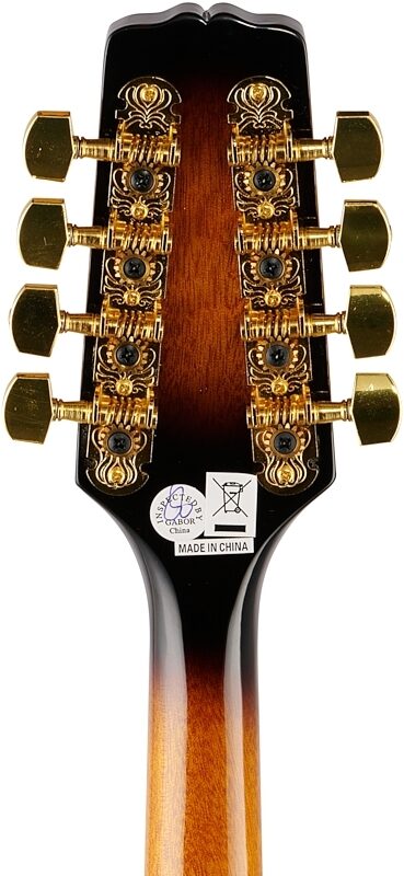 open zoom image for Epiphone MM-30S A-Style Mandolin, Antique Sunburst, Headstock Straight Back