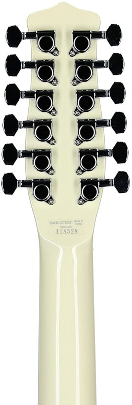 open zoom image for Danelectro 12SDC Electric Guitar, 12-String, Vintage White, Headstock Straight Back
