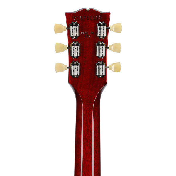 open zoom image for Gibson Les Paul Studio Double Trouble Electric Guitar (with Soft Case), Cherry Sunburst, Headstock Straight Back