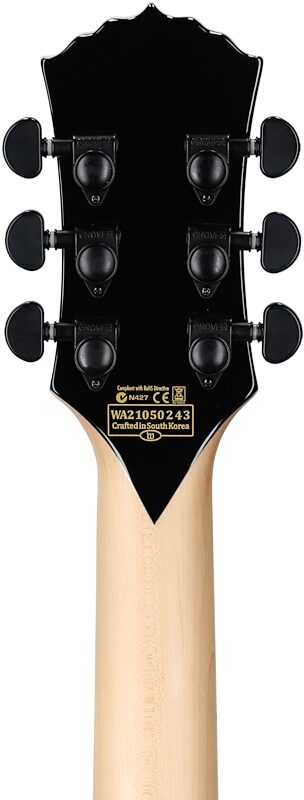 open zoom image for Wylde Audio Odin Grail Rawtop Bullseye Electric Guitar, Charcoal Burst, Headstock Straight Back
