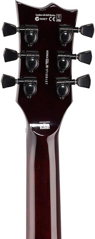 open zoom image for ESP LTD EC1000QM Evertune Electric Guitar, Dark Brown Sunburst, Headstock Straight Back