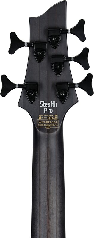 open zoom image for Schecter Stiletto Stealth-5 Pro Electric Bass, 5-String, Satin Black, Headstock Straight Back