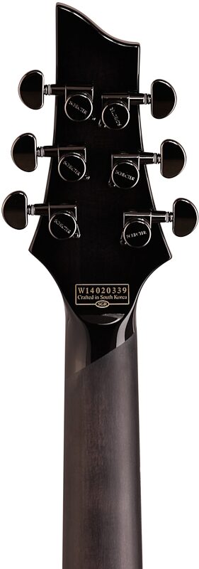 open zoom image for Schecter Hellraiser Hybrid C-1 Electric Guitar, Transparent Black Burst, Headstock Straight Back