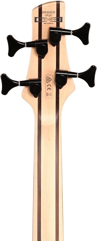 open zoom image for Ibanez SR300E Electric Bass, Weathered Black, Headstock Straight Back