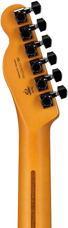 open zoom image for Fender 75th Anniversary American Ultra II Telecaster Electric Guitar (with Case), Liquid Gold, Headstock Straight Back