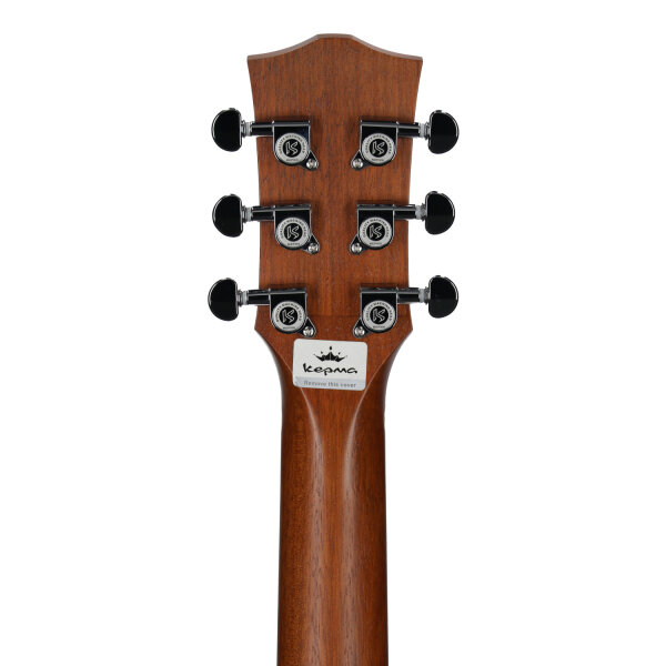 open zoom image for Kepma FC Mini Spruce/Rosewood Acoustic-Electric Guitar (with Gig Bag), Natural, with Elfin Sound System, Headstock Straight Back