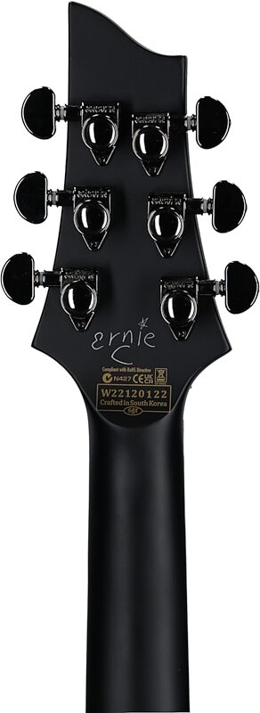 open zoom image for Schecter Ernie C C-1 Left Handed Electric Guitar, Black Reign, Headstock Straight Back