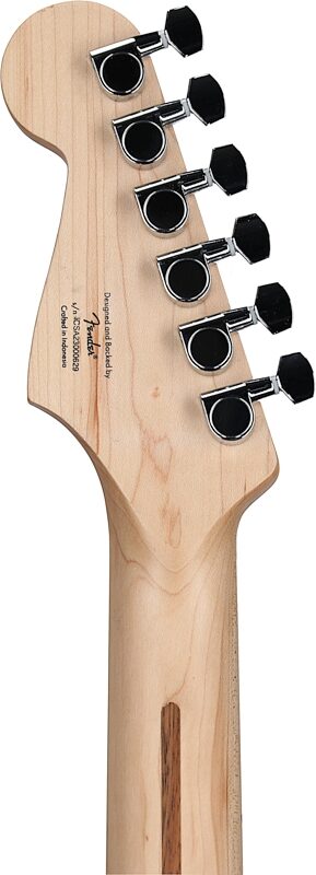 open zoom image for Squier Sonic Stratocaster Hard Tail Maple Neck Electric Guitar, Flash Pink, Headstock Straight Back