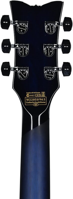open zoom image for Schecter Solo II Supreme Electric Guitar, Blue Burst, Headstock Straight Back