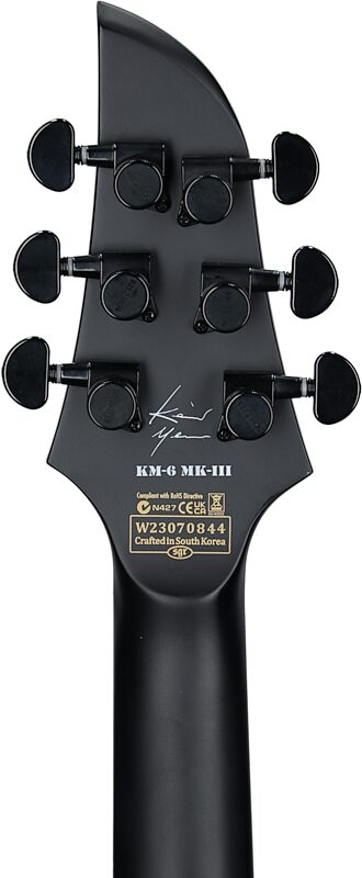open zoom image for Schecter KM-6 MK-III Keith Merrow Legacy Electric Guitar, Left-Handed, Tri-White Satin, Headstock Straight Back