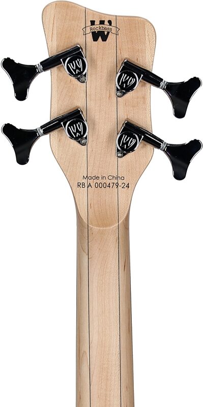 open zoom image for Warwick RockBass Corvette Basic 4 Left Handed Bass Guitar, Black, Headstock Straight Back