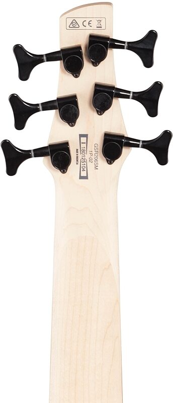 open zoom image for Ibanez GSR206SM Electric Bass, 6-String, Natural Gray Flat, Headstock Straight Back