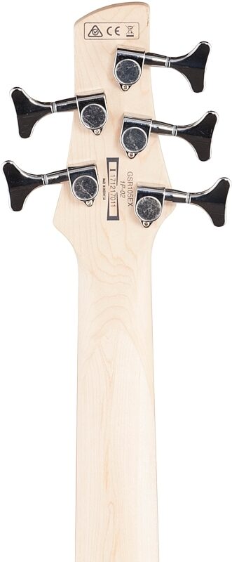 open zoom image for Ibanez GSR105EX 5-String Electric Bass, Black, Headstock Straight Back