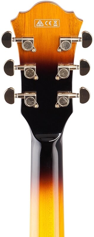 open zoom image for Ibanez Artcore Expressionist AF95FM Hollowbody Electric Guitar, Antique Yellow Sunburst, Headstock Straight Back