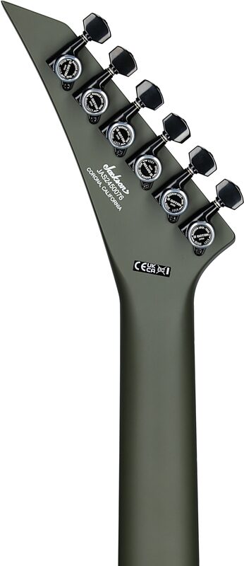 open zoom image for Jackson American Soloist SL2MG HT Electric Guitar (with Case), Matte Army Drab, Headstock Straight Back
