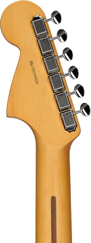 open zoom image for Fender American Professional Classic Jaguar Electric Guitar, Maple Fingerboard (with Gig Bag), Lake Placid Blue, Headstock Straight Back