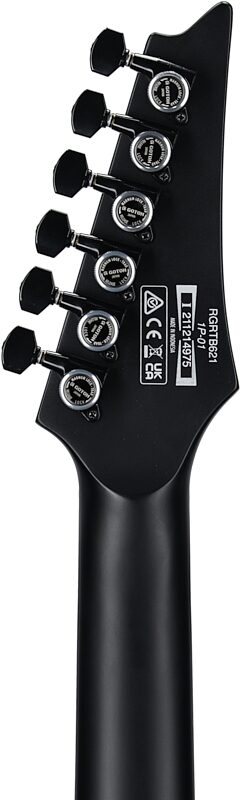 open zoom image for Ibanez RGRTB621 Iron Label Electric Guitar, Black Flat, Headstock Straight Back