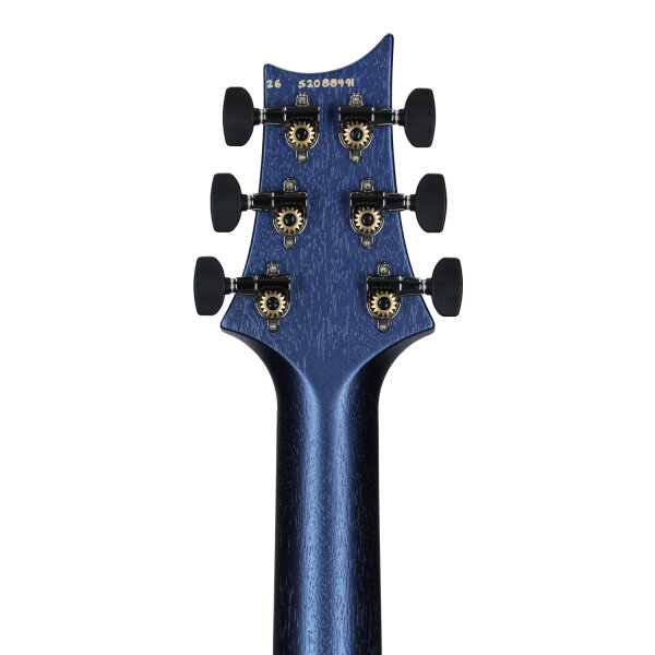 open zoom image for PRS Paul Reed Smith S2 Vela HHT Satin Electric Guitar (with Gig Bag), Metallic Midnight, Headstock Straight Back