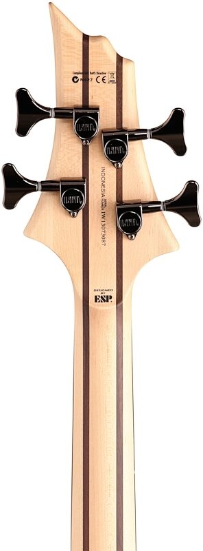 open zoom image for ESP LTD B-204SM Fretless Electric Bass, Natural Satin, Headstock Straight Back