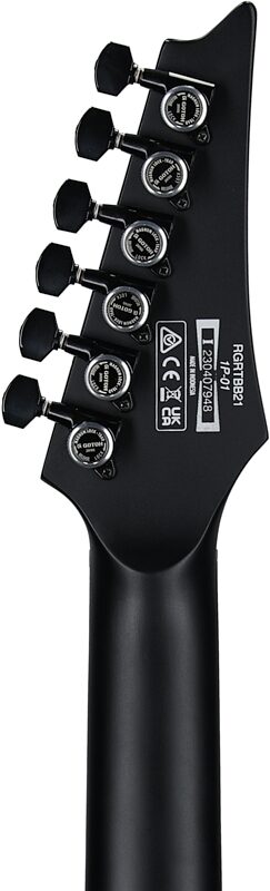 open zoom image for Ibanez RGRTBB21 Iron Label Baritone Electric Guitar, Black Flat, Open Box (Very Good), Headstock Straight Back
