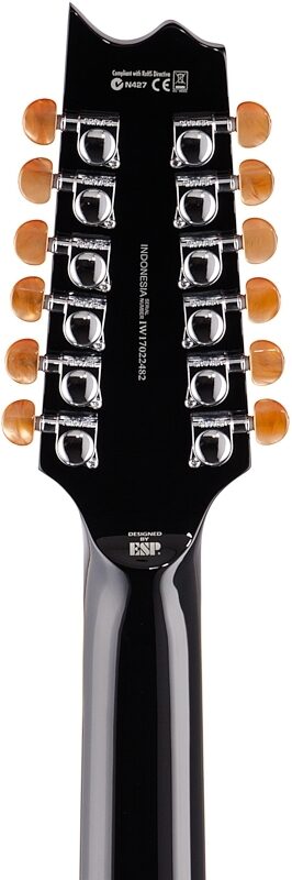 open zoom image for ESP LTD TL-12 Thinline Acoustic-Electric Guitar, 12-String, Black, Headstock Straight Back