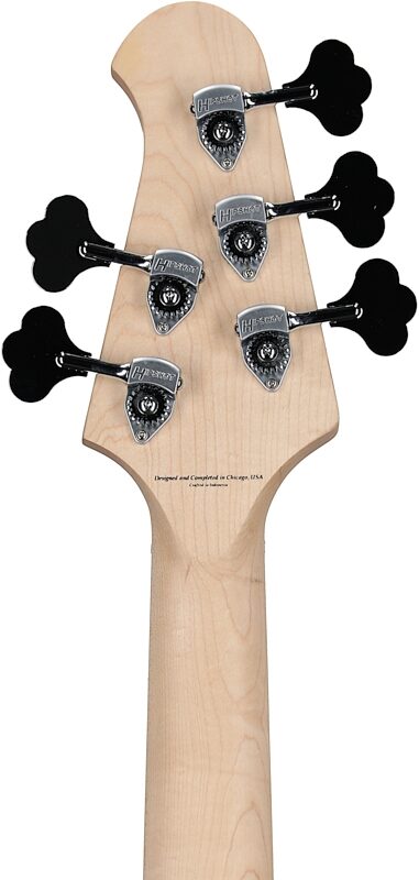 open zoom image for Lakland Skyline 55-02 Deluxe Flame Electric Bass, Transparent Blue, Headstock Straight Back