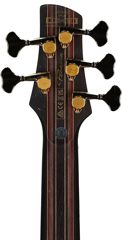 open zoom image for Ibanez SR2605L Premium Electric Bass (with Gig Bag), Cerulean Blue Burst, Headstock Straight Back