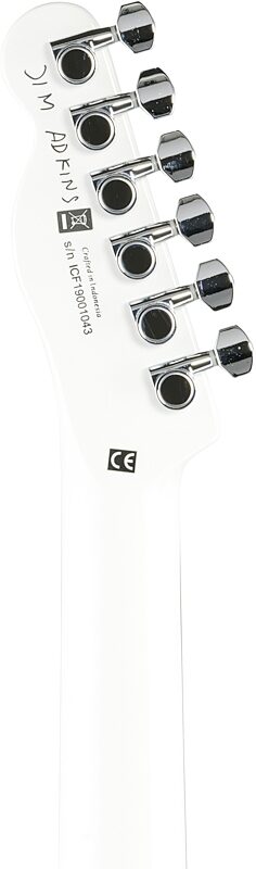 open zoom image for Fender Jim Adkins JA90 Telecaster Thinline Electric Guitar, with Laurel Fingerboard, Arctic White, Headstock Straight Back