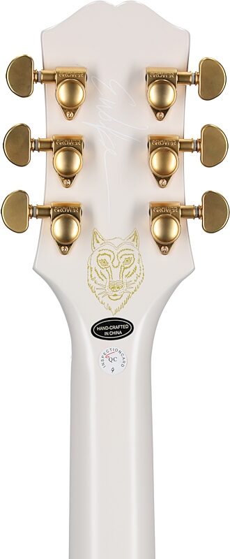 open zoom image for Epiphone Emily Wolfe White Wolfe Sheraton Electric Guitar (with Case), New, Headstock Straight Back