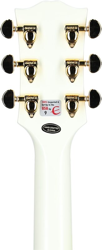 open zoom image for Epiphone 1963 Les Paul SG Custom with Maestro Vibrola (with Case), Classic White, Headstock Straight Back