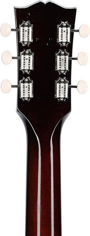 open zoom image for Gibson Les Paul Junior Vintage Left-Handed Electric Guitar (with Case), Tobacco Burst, Headstock Straight Back